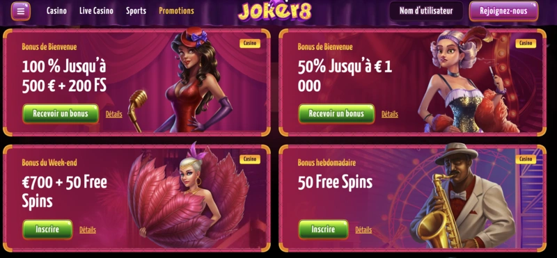 Joker8 Bonuses